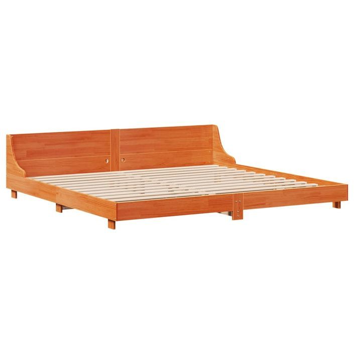 Cadre de lit sans matelas cire marron 180x200cm bois pin massif - Photo n°5