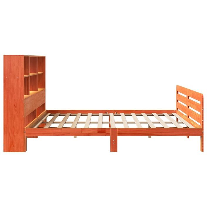 Cadre de lit sans matelas cire marron 200x200cm bois pin massif - Photo n°5