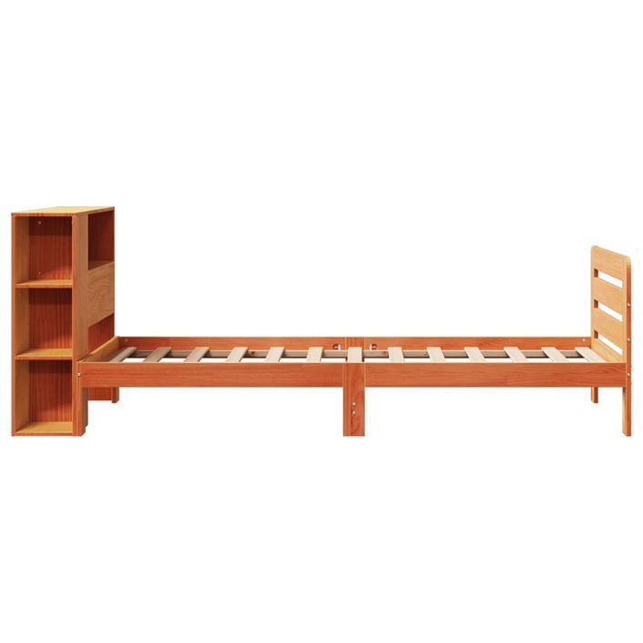 Cadre de lit sans matelas cire marron 75x190 cm bois pin massif - Photo n°5