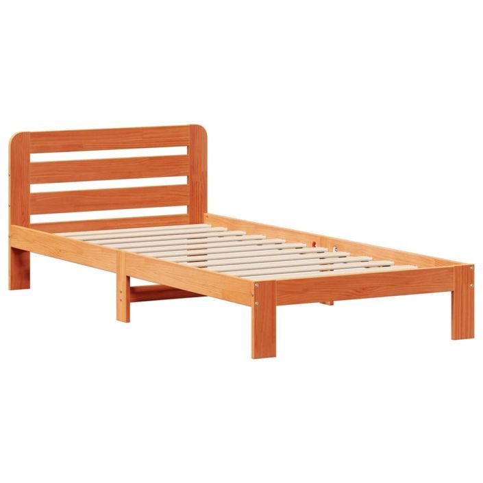 Cadre de lit sans matelas cire marron 75x190 cm bois pin massif - Photo n°8