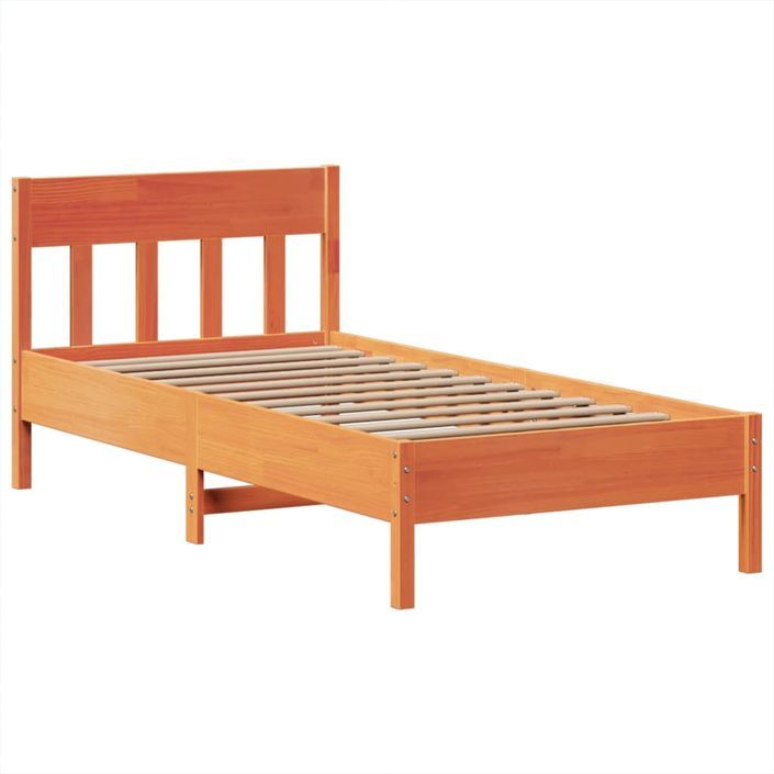 Cadre de lit sans matelas cire marron 75x190 cm bois pin massif - Photo n°5