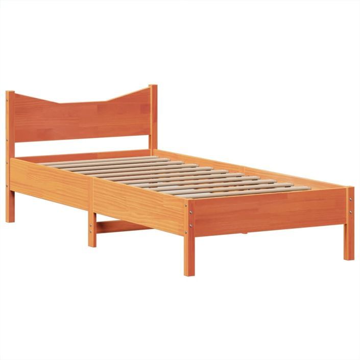 Cadre de lit sans matelas cire marron 75x190 cm bois pin massif - Photo n°5