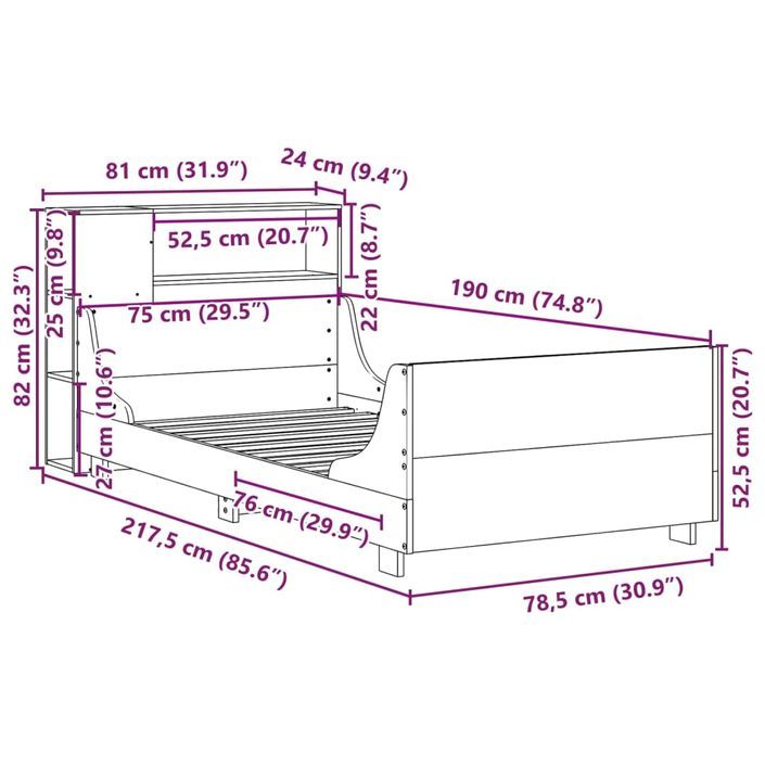 Cadre de lit sans matelas cire marron 75x190 cm bois pin massif - Photo n°12