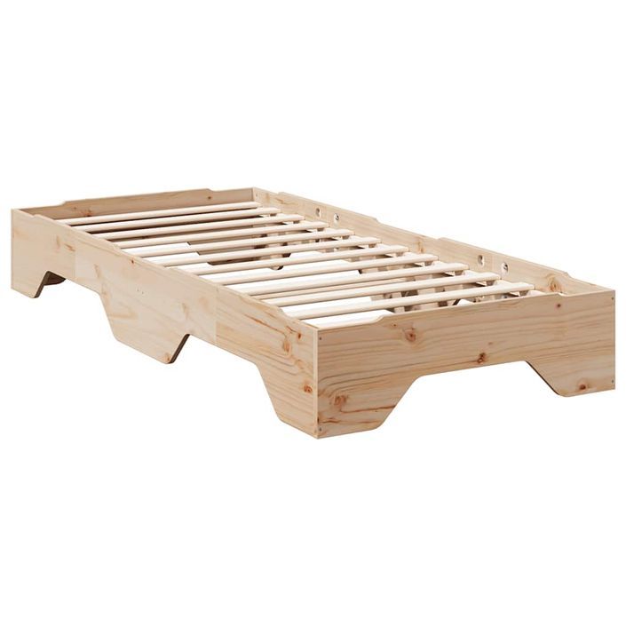 Cadre de lit sans matelas empilable 100x200 cm bois massif - Photo n°7