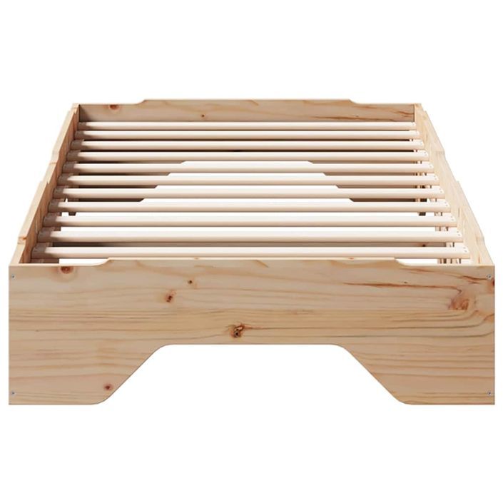 Cadre de lit sans matelas empilable 75x190 cm bois massif - Photo n°5