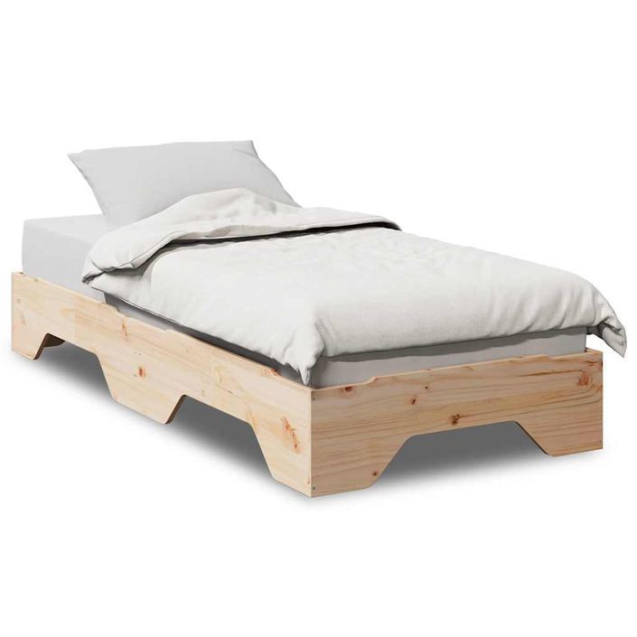 Cadre de lit sans matelas empilable 80x200 cm bois massif - Photo n°1