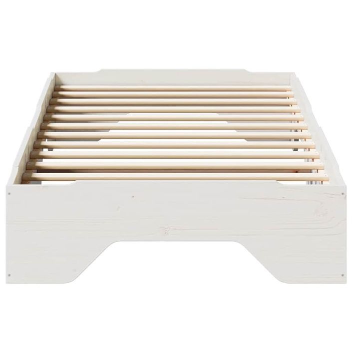 Cadre de lit sans matelas empilable blanc 80x200 cm bois massif - Photo n°5