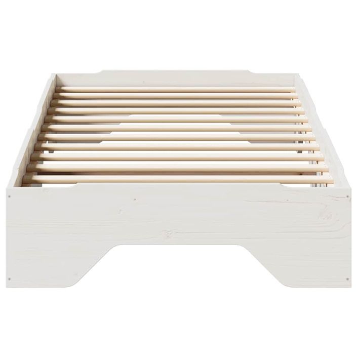 Cadre de lit sans matelas empilable blanc 90x200 cm bois massif - Photo n°5