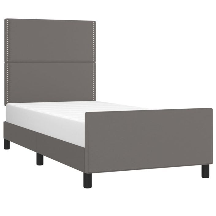 Cadre de lit sans matelas gris 90x190 cm similicuir - Photo n°3