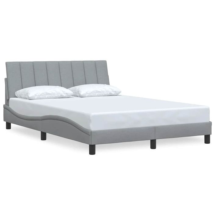 Cadre de lit sans matelas gris clair 120x200 cm tissu - Photo n°2