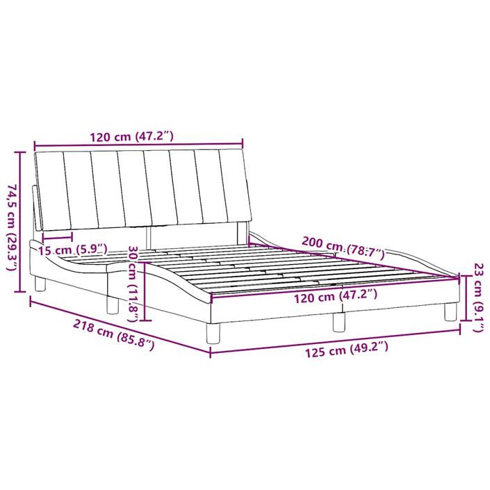 Cadre de lit sans matelas gris clair 120x200 cm tissu - Photo n°13