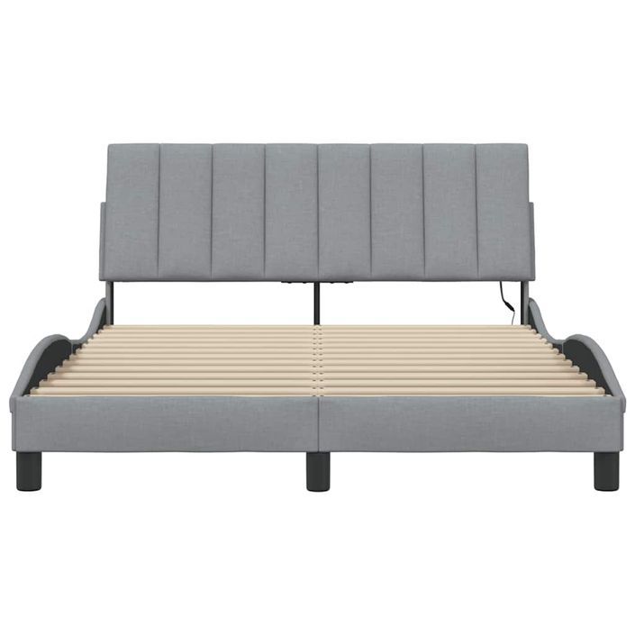 Cadre de lit sans matelas gris clair 120x200 cm tissu - Photo n°6