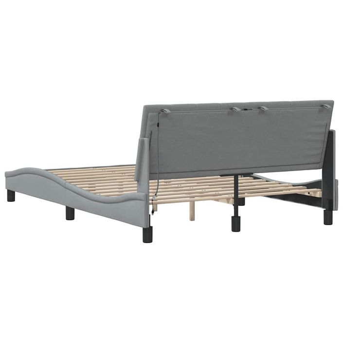 Cadre de lit sans matelas gris clair 120x200 cm tissu - Photo n°10