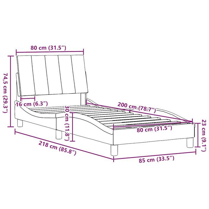 Cadre de lit sans matelas gris clair 80x200 cm tissu - Photo n°13