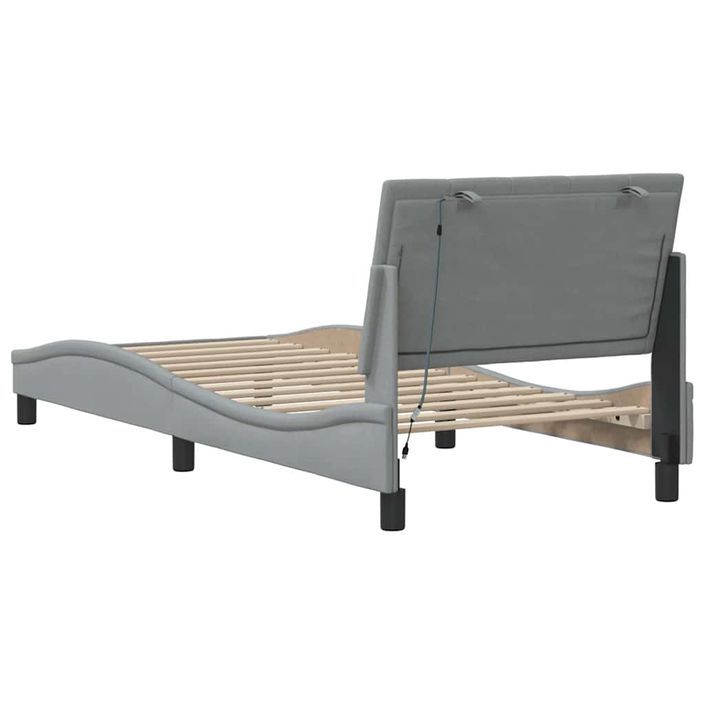 Cadre de lit sans matelas gris clair 80x200 cm tissu - Photo n°8