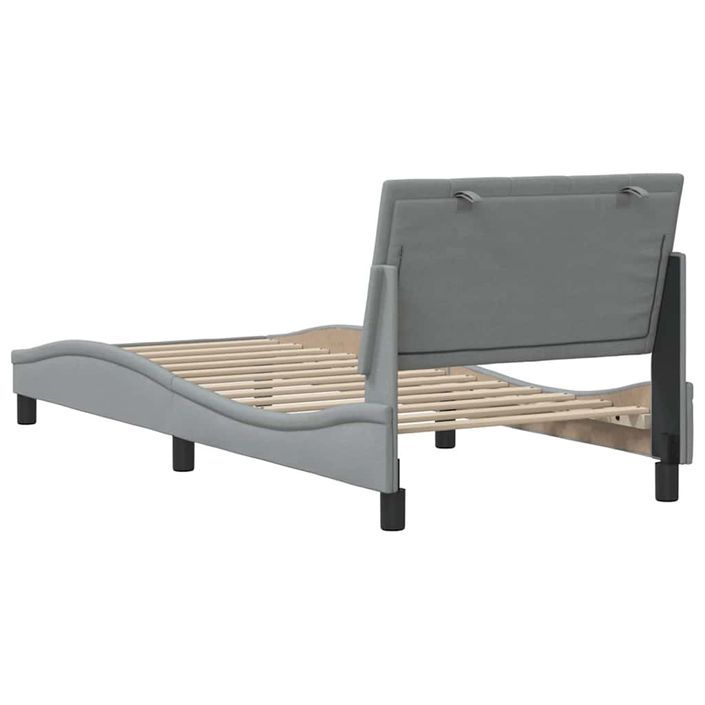 Cadre de lit sans matelas gris clair 90x190 cm tissu - Photo n°9