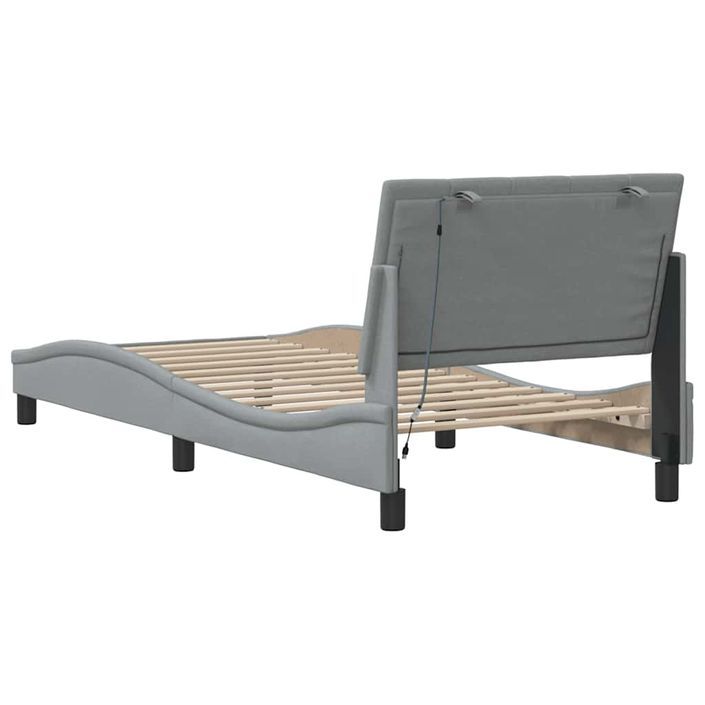 Cadre de lit sans matelas gris clair 90x190 cm tissu - Photo n°8