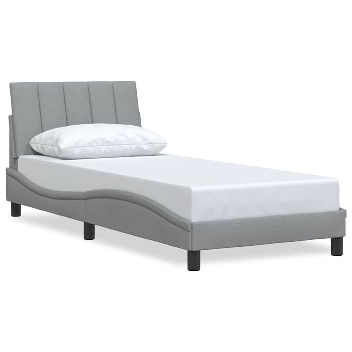 Cadre de lit sans matelas gris clair 90x200 cm tissu - Photo n°2