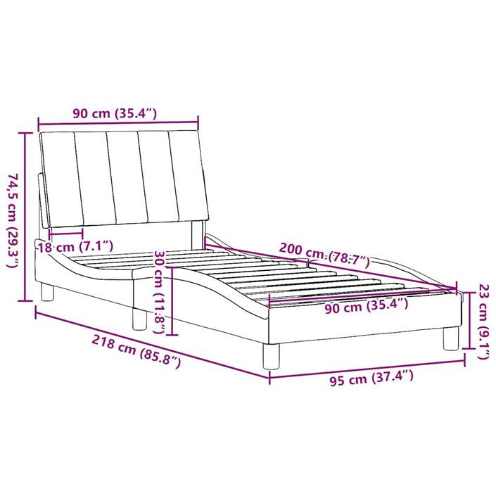 Cadre de lit sans matelas gris clair 90x200 cm tissu - Photo n°13