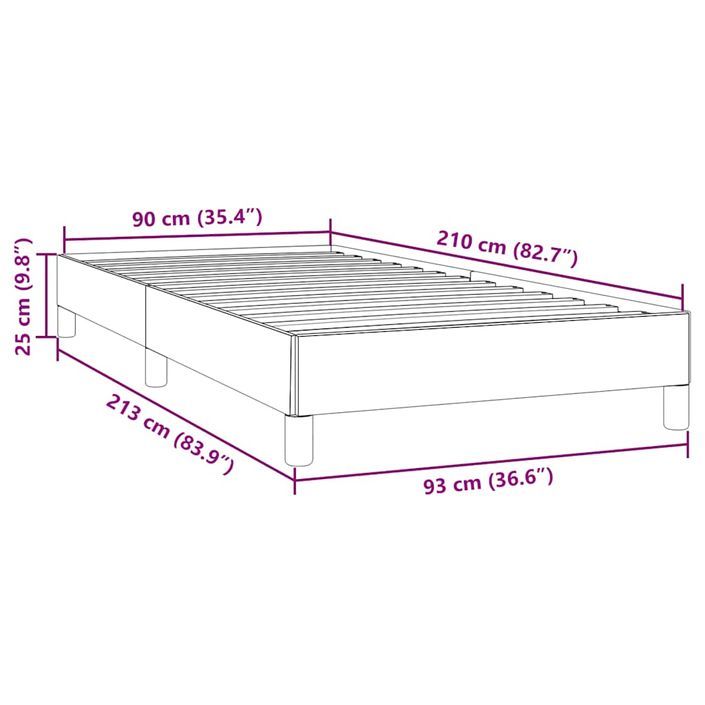 Cadre de lit sans matelas gris clair 90x210 cm velours - Photo n°10