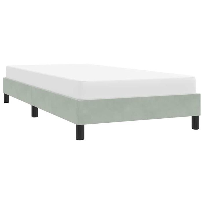 Cadre de lit sans matelas gris clair 90x220 cm velours - Photo n°4