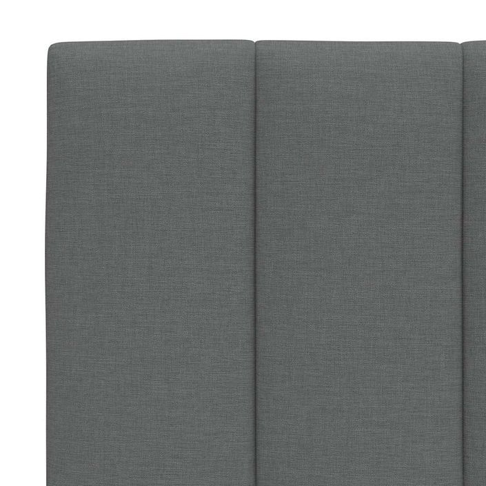 Cadre de lit sans matelas gris foncé 100x200 cm tissu - Photo n°11