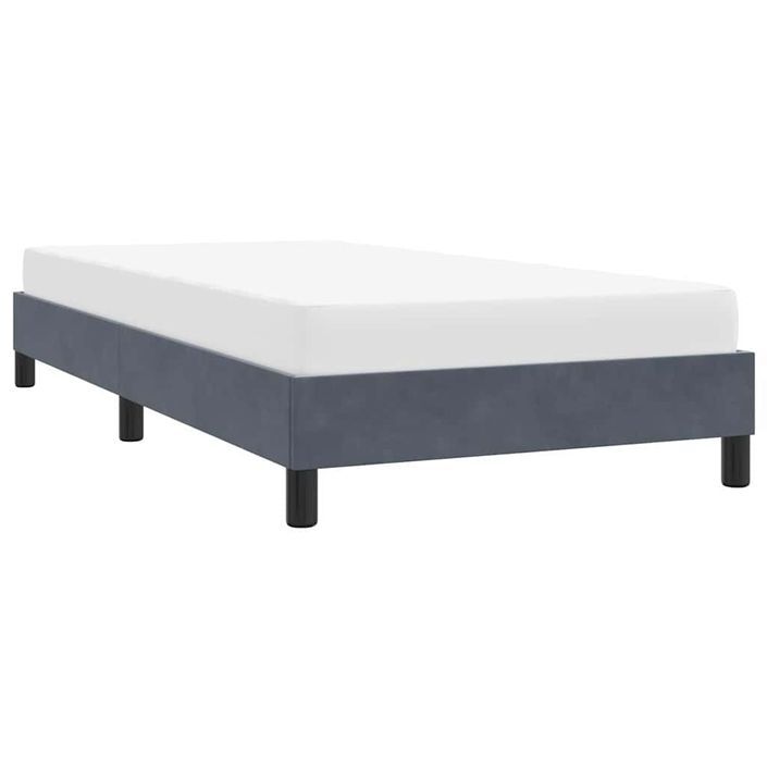 Cadre de lit sans matelas gris foncé 80x210 cm velours - Photo n°4