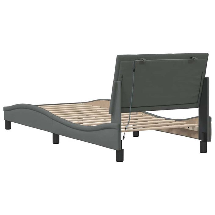 Cadre de lit sans matelas gris foncé 90x190 cm tissu - Photo n°8