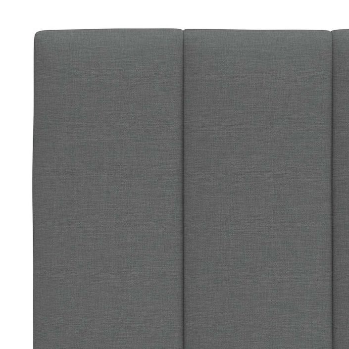 Cadre de lit sans matelas gris foncé 90x200 cm tissu - Photo n°11