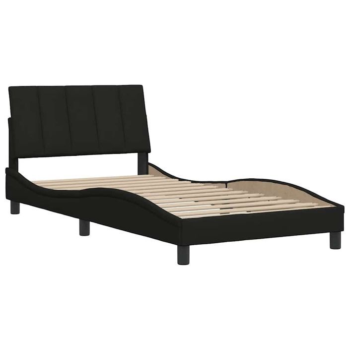 Cadre de lit sans matelas noir 100x200 cm tissu - Photo n°4