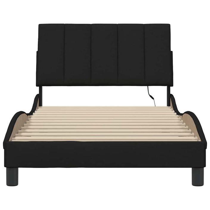 Cadre de lit sans matelas noir 100x200 cm tissu - Photo n°6