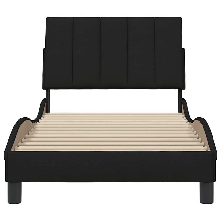 Cadre de lit sans matelas noir 90x190 cm tissu - Photo n°5