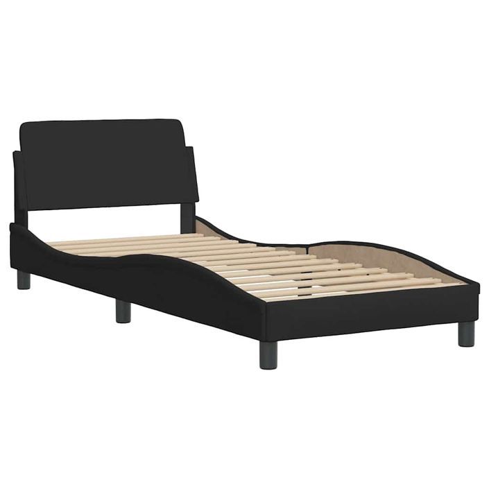 Cadre de lit sans matelas noir 90x190 cm tissu - Photo n°6