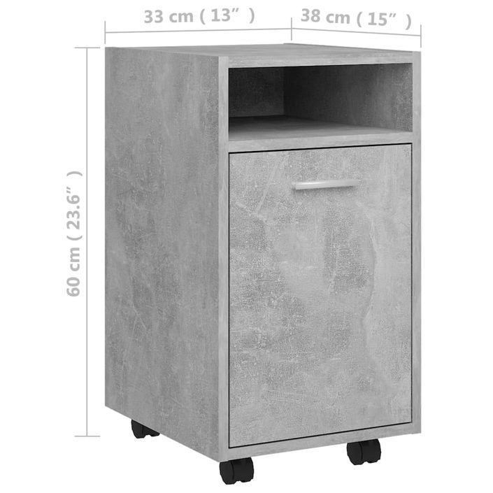 Caisson de bureau sur roulettes Karo H 60 cm - 1 tiroir et 1 porte - Photo n°6