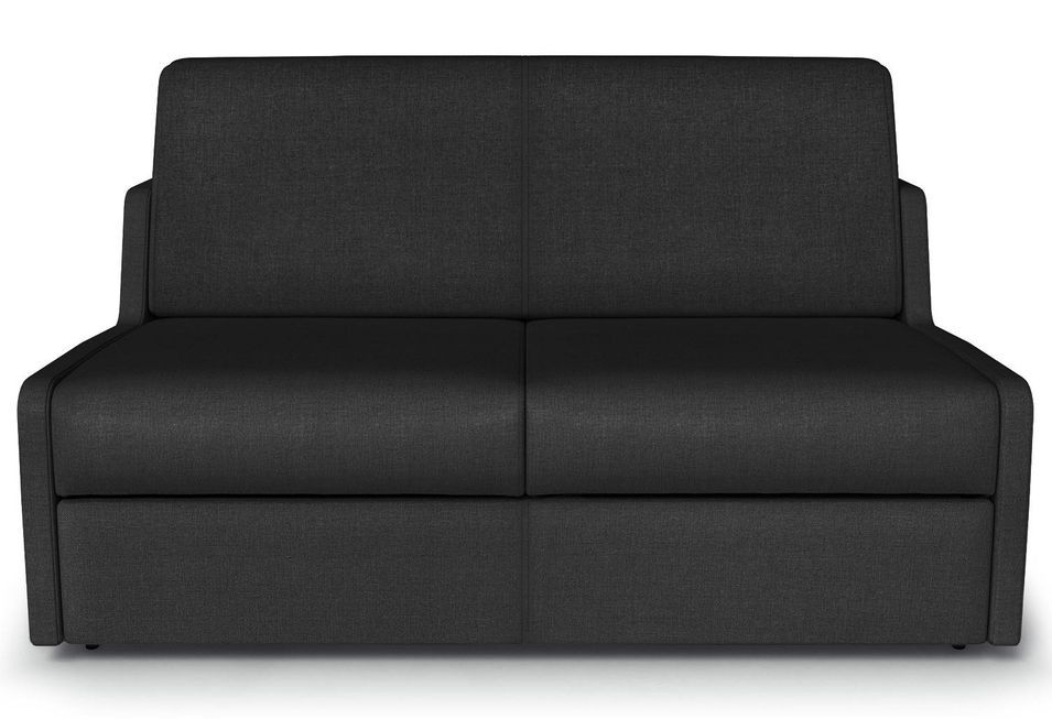 Canapé 2 places convertible avec matelas intégré tissu noir Prony - Photo n°1