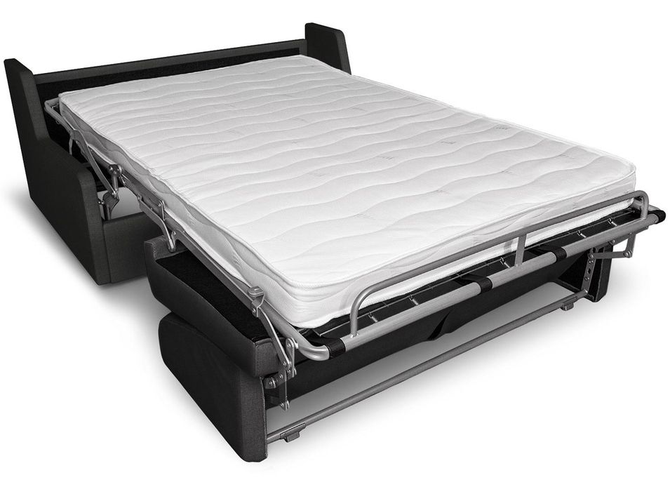 Canapé 2 places convertible avec matelas intégré tissu noir Prony - Photo n°3