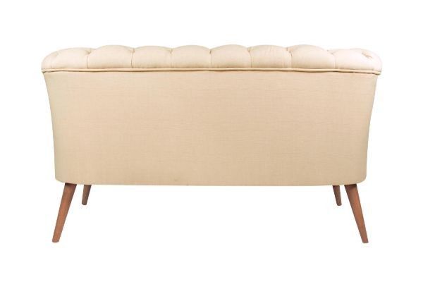Canapé 2 places style Chesterfield tissu beige clair Wester 140 cm - Photo n°6