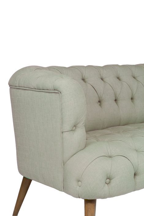 Canapé 2 places style Chesterfield tissu gris clair Wester 140 cm - Photo n°4