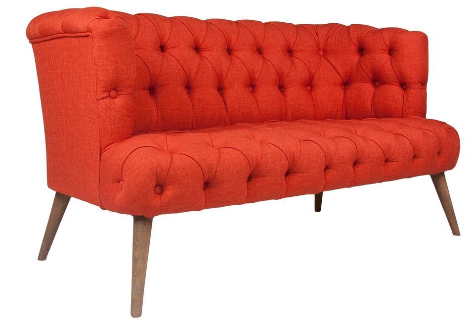 Canapé 2 places style Chesterfield tissu rouge Wester 140 cm - Photo n°2