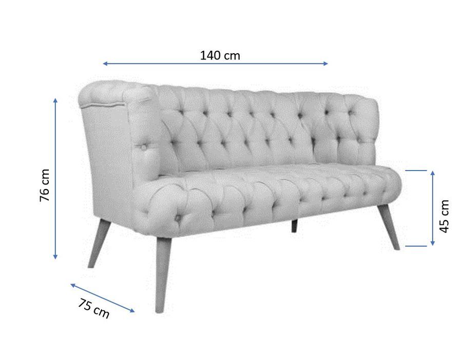 Canapé 2 places style Chesterfield tissu rouge Wester 140 cm - Photo n°7