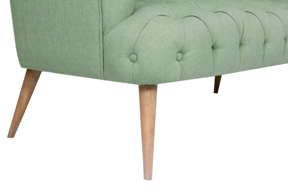 Canapé 2 places style Chesterfield tissu vert pastel Wester 140 cm - Photo n°5