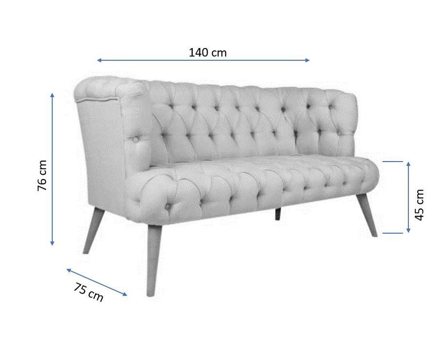Canapé 2 places style Chesterfield tissu vert pastel Wester 140 cm - Photo n°8