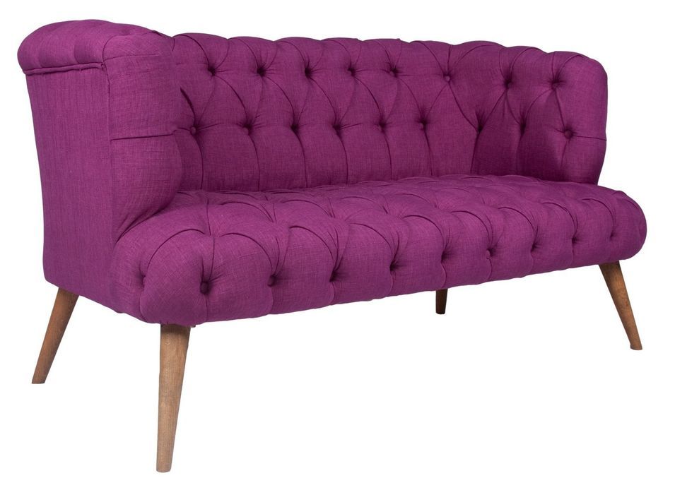Canapé 2 places style Chesterfield tissu violet Wester 140 cm - Photo n°2