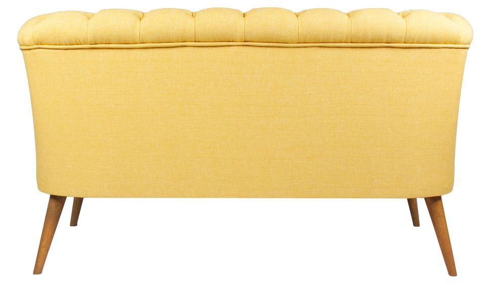 Canapé 2 places style Chesterfield tissu jaune Wester 140 cm - Photo n°4