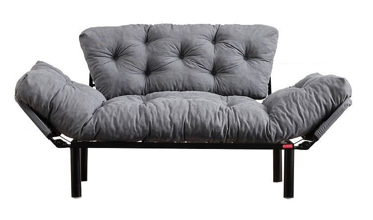 Canapé 2 places transformable en lit tissu gris clair Pliaz 155 cm - Photo n°1