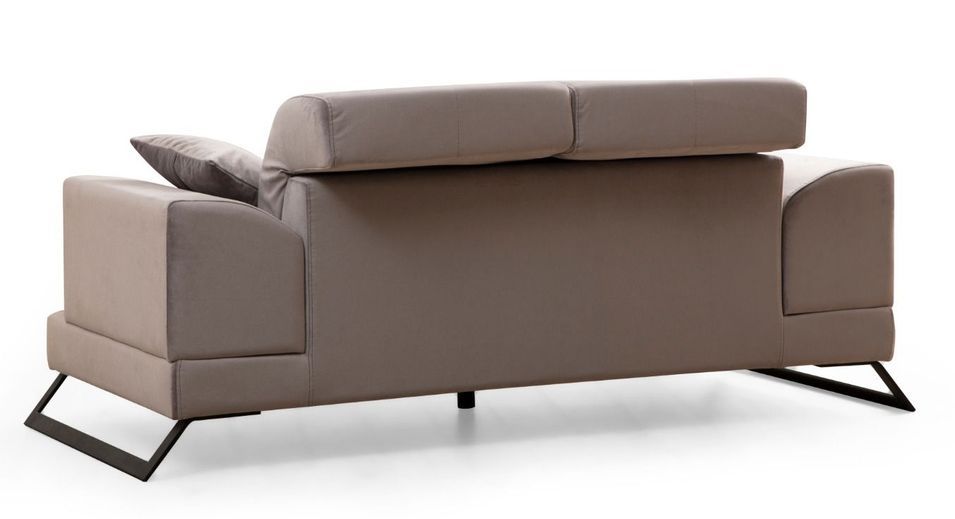 Canapé 2 places velours gris avec têtières relevables et pieds metal noir Briko 185 cm - Photo n°4