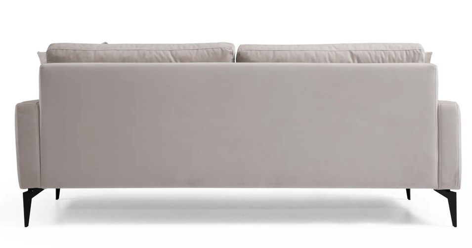 Canapé 3 places design tissu velouté beige et pieds métal noir Kombaz 205 cm - Photo n°5