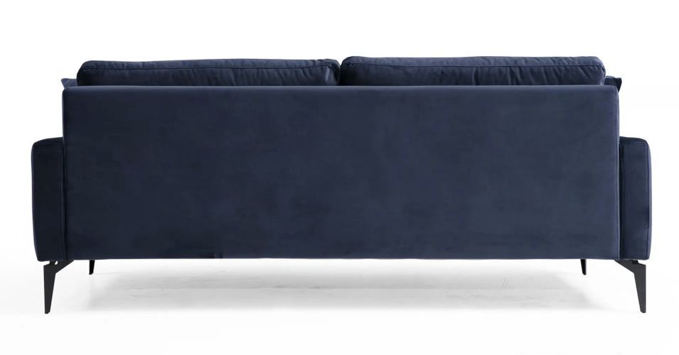 Canapé 3 places design tissu velouté gris et pieds métal noir Kombaz 205 cm - Photo n°4