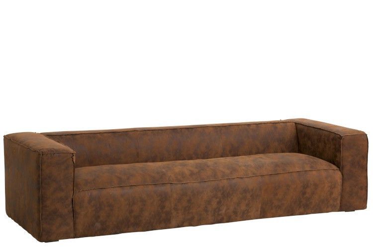Canapé 4 places en cuir marron vintage Coza 280 cm - Photo n°2