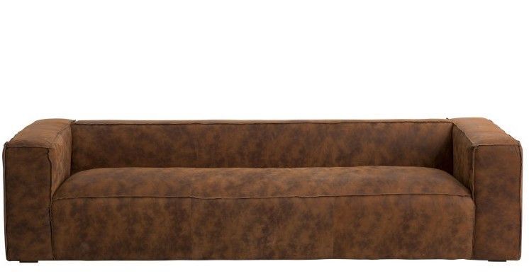 Canapé 4 places en cuir marron vintage Coza 280 cm - Photo n°1